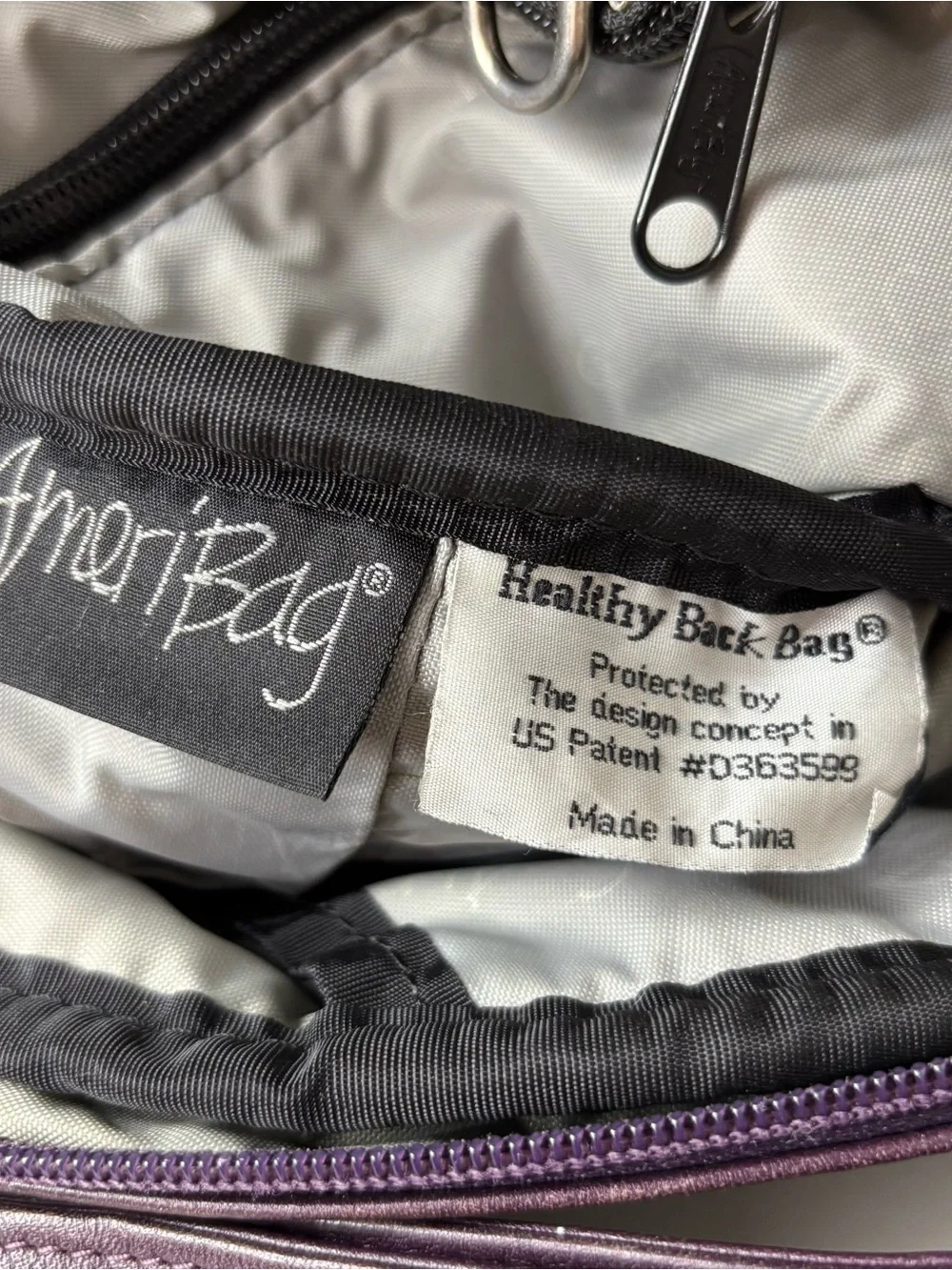 AmeriBag Healthy Back Pack Purple Leather Sling Bag Travel Bag Crossbody 15